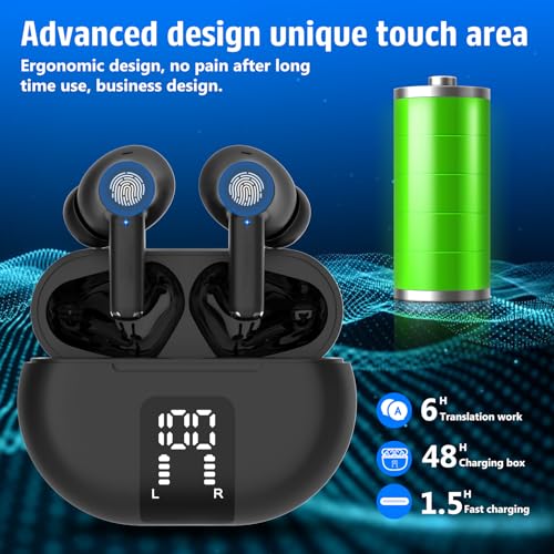 AI Translation Earbuds in Real Time 144-Language Translator Earbuds 3-in-1 Bluetooth Translator Earbuds Translation Headphones with App Translation Device for Travel/Business/Study