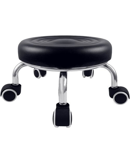 Vapaa taide Rolling Stools with Wheels Heavy Duty 350LB Waterproof PU Leather High Weight Capacity Roller Seat and Crystal Universal Wheels for Men Women Boy Girl Garage Salon Home Office Black