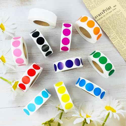 1000 PCS 3/4" White Dot Stickers Round Circle Colored Coding Labels Garage Yard Sale Dot Stickers for Toddlers, Classroom£¬Office