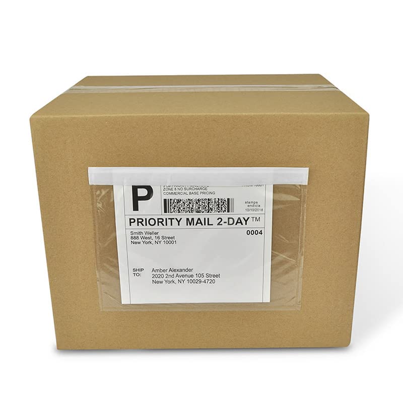 BEUYI 7.5'' x 5.5'' Clear Packing List Envelopes 50 Pack Water-Resistant Adhesive Pouches
