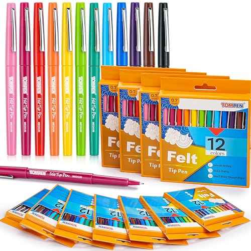 Felt Tip Pens Bulk for Teachers Students,144 Pack 12 Count,Assorted Color,Medium Fine Point 0.7mm Multicolor Markers for Gifts Writing,Planner,Drawing,Note Taking,Art,Journals