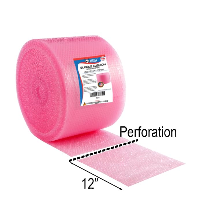 Pink 100ft Anti-Static Bubble Wrap Cushioning Wrap for Moving & Shipping
