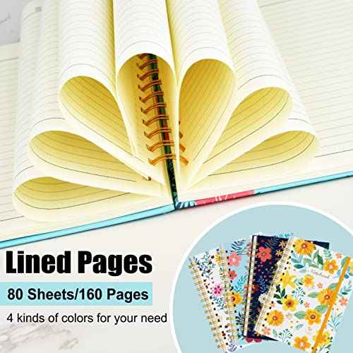 Coopay 8 Pack A5 Spiral Notebook Journal for Women, College Ruled Composition Notebooks Hardcover Spiral Journal, Cute Blooming Floral, Office School Business Supplies, 8.3" x 5.5", 160 Page