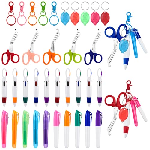 Jecery 150 Pcs Nurse Appreciation Gift Sets Mini Highlighter Pen Set Badge Reel Badge Accessories Tip Highlighter Marker Pen for Nursing Assistant Week 2025 Cna Nurse Week Gifts