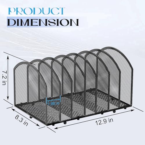Gawerk Black 7-Section Mesh Desk File Organizer for Office - 1 Pack