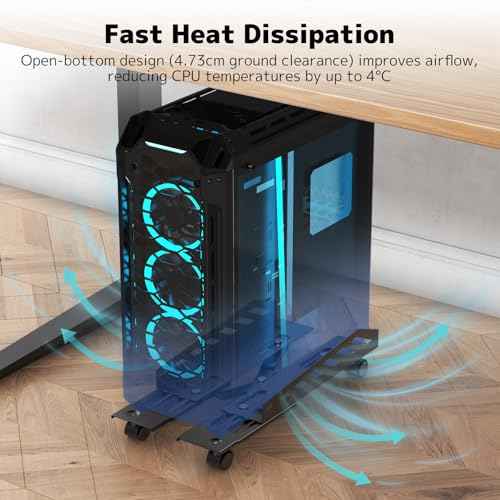PUTORSEN Computer Tower Stand - Under Desk PC Stand for Floor with Rolling Caster Wheels, Adjustable CPU Tower Holder Fits Most PC Tower