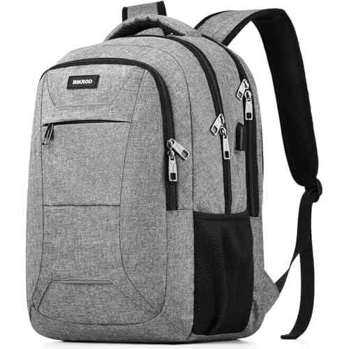 BIKROD Laptop Backpack for Men and Women, 17 Inch Large School Backpacks for Teens, Business Anti Theft Durable Travel Back Pack, Water Resistant Computer Bag with USB Charging Port, Grey