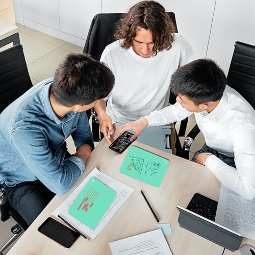 TOWON Mint Mini Desktop Glass Whiteboard - Small Dry-Erase Board with Markers