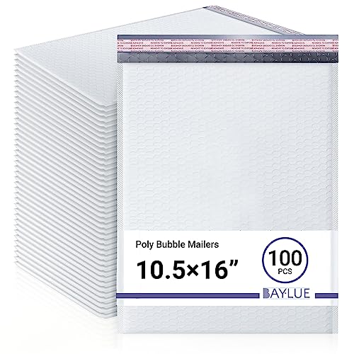 BAYLUE 10.5x16 Bubble Mailers - White Self Seal Padded Envelopes 100 Pack