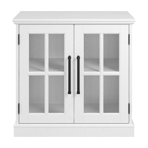 Bush Furniture Westbrook 32W Storage Cabinet with Glass Doors in White Ash | Versatile Storage for Home Office and Living Room