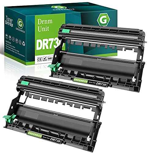GREENBOX Compatible DR730 DR-730 Drum Unit 12,000 Pages Replacement for Brother for MFC-L2710DW MFC-L2750DW HL-L2395DW HL-L2370DW HL-L2350DW HL-L2390DW DCP-L2550DW Printer, 2 Black
