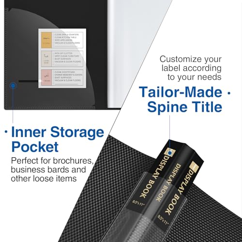 Sooez 30-Pocket Binder with Plastic Sleeves 8.5x11, Heavy Duty Art Portfolio Folder with Clear Sheet Protectors, Display 60 Pages, Presentation Book for Artwork, Document Organizer