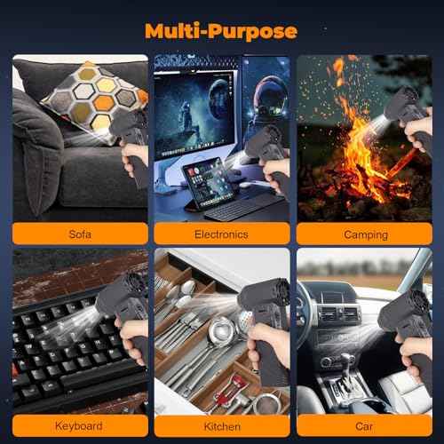 AURTEC Compressed Air Duster - 130,000 RPM High Power with 8000mAh Rechargeable Battery, Slide Speed Control, Lightweight Portable Electric Air Blower for Computer, Camera, Keyboard, Car and More