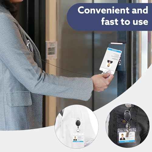 50 Pack Badge Reels Retractable ID Badge Holder with Carabiner Heavy Duty Badge Reel Clip and Key Chain for Work Office