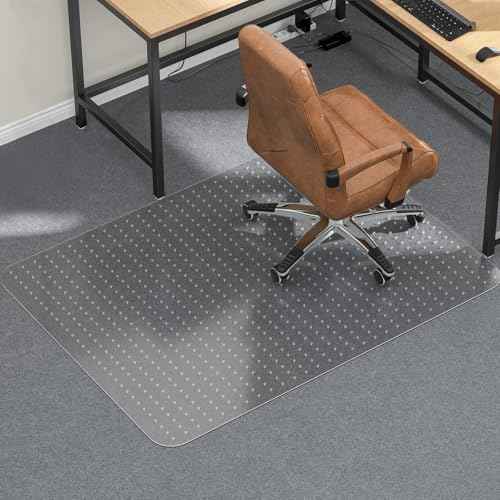 Tonaus Office Chair Mat for Carpet, 48"¡¿36" Transparent Carpet Floor Protector Cover Rug Mat with Non-Slip Studded, Heavy Duty 2.2mm Thick for Home Desk Computer Rolling Chair Low Pile Carpets