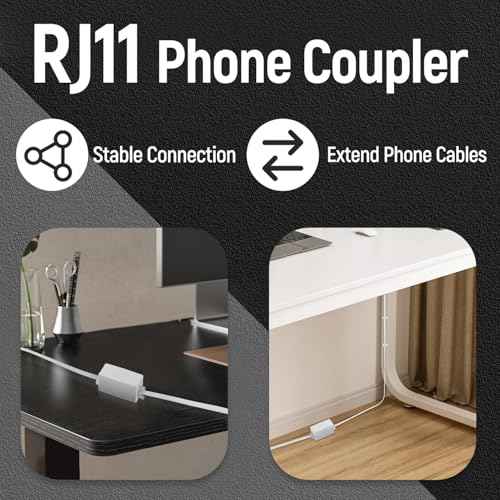 Uvital Phone Extension Cord 33 Ft, Telephone Cable with Standard RJ11 Plug and 1 in-Line Couplers and 20 Cable Clip Holders, White
