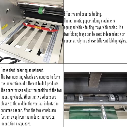 WYDDDAR Automatic Paper Folding Machine with 2 Trays Max Speed 262ft/min for Documents