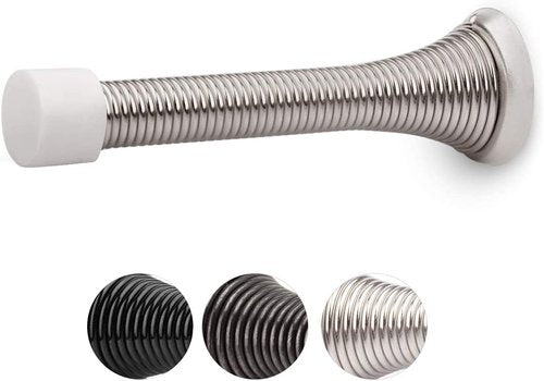 HOMOTEK Spring Door Stopper - 40 Pack Heavy Duty Rubber Bumper | Satin Nickel, 3-1/8" Size
