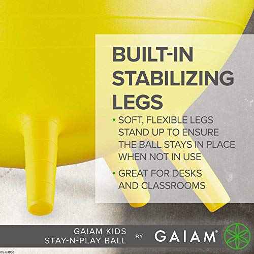 Stay-N-Play Children's Balance Ball - Flexible School Chair Active Classroom Desk Alternative Seating Built-In Stay-Put Soft Stability Legs, Includes Air Pump