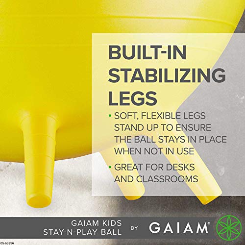 Gaiam Kids Stay-N-Play Balance Ball Chair 52cm Grey with Built-In Legs