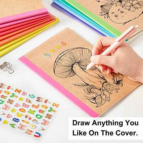 32 Pack Composition Notebooks Bulk, Feela Kraft Cover Lined Blank College Ruled Composition Travel Journals with Rainbow Spines For Women Students Business, 60 Pages, 8.3¡±x 5.5¡±, A5, 8 Colors