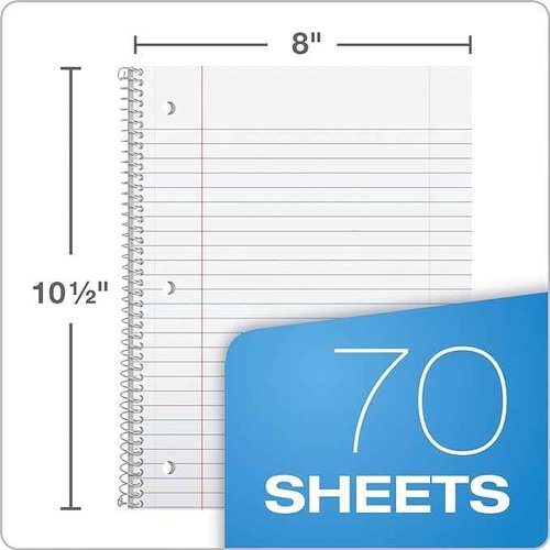 Oxford - Spiral Notebook 24 Pack of 8 Pastel Colors, 1 Subject, Wide Ruled, Notebooks for School - 8x10.5 Inch - 70 Sheets
