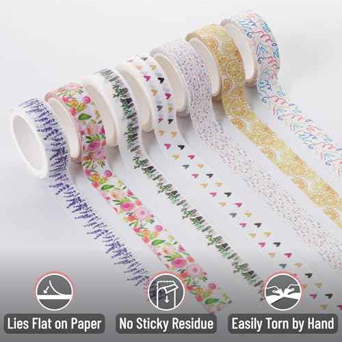 Mr. Pen- Washi Tape Set, 21 Rolls, Assorted Sizes, Floral Washi Tape for Journaling, Halloween Supplies