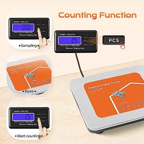 Bonvoisin Postal Scale Digital 300kg/ 660lb Parcel Shipping Scale kg/oz/lb Switchable, Heavy Duty Package Scale for Weighing Boxes/Luggage with Stainless Steel Platform 4 AA Batteries & Power Adapter