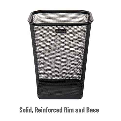 Mind Reader Mesh Trash Can, Waste Paper Basket, Square, Office, Metal Mesh, 9.75" L x 9.75" W x 12.25" H, Set of 4, Black