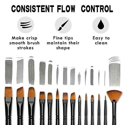 Paint Brushes Set, 14 PCS Artist Brush for Acrylic Oil Watercolor Gouache Artist Professional Painting Kits with Synthetic Nylon Tips