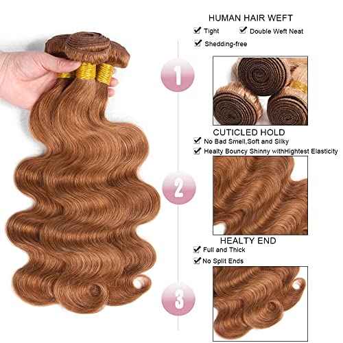 #30 Brown Bundles Human Hair Body Wave Bundles 18 18 18 Inch Brown Body Wave Bundle Unprocessed Brazilian Virgin Weave Hair 3 Bundle 50 Gram Per Bundle