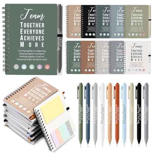 Jetec 25 Sets Christmas Team Employee Appreciation Gifts Motivational Spiral Notebooks with Sticky Notes Ballpoint Pens Coworker Inspirational Thank You Gifts(Vintage Color,Team)