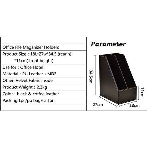 Vertical Style,Leather Magazine Holder Office Desk Organizer File Document Tray Box Bookends Book Stand (Coffee (2 Slot))