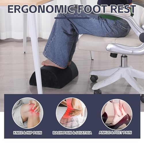 ROYALAY Adjustable Foot Rest for Under Desk at Work, Foot Stools for Under Office Desk, Ergonomic Leg Rest, Black