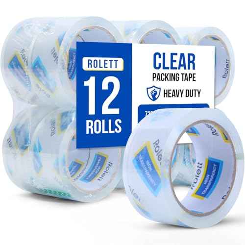 Packing Tape, 12 Rolls Shipping Tape, Heavy Duty Packaging Tape 1.88¡± x 60 yd, Clear Packing Tape Refills, Box Tape for Shipping, Mailing, Moving & Storage, Strong Seal on All Box Types