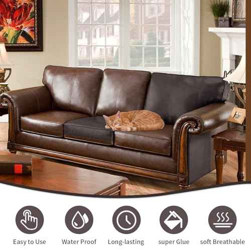 Leather Repair Tape Self-Adhesive Leather Repair Patch for Couch Furniture Sofas Car Seats Advanced PU Vinyl Leather Repair Kit (Dark Brown, 3.9X79 inch)