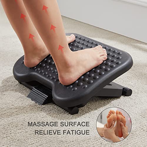 HUANUO Adjustable Foot Rest with Massage Surface & Tilt - Black 17.13x13.19 Inch