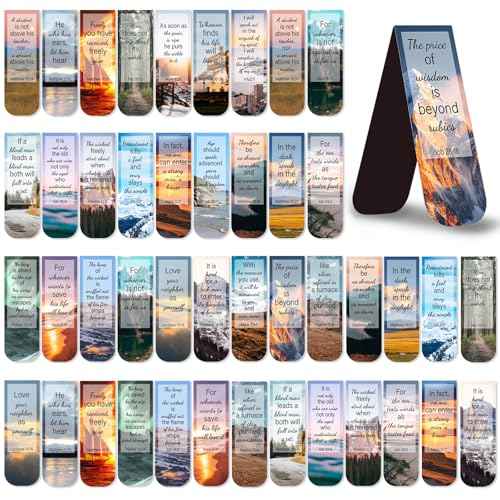 50 Pack Bookmark Christian Magnetic Bookmarks for Women Men Bible Verse Book Marker Book Lovers Page Markers for Teachers Students Reading School Office Home, Printing on 2 Side