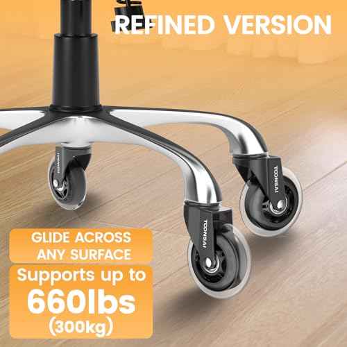 3 Inch Heavy Duty Office Chair Wheels,(Stem7/16-7/8), Replacement Rubber Caster Wheel, Set of 5,Silent, Smooth-Gliding, for Hardwood Flooring, Carpet Flooring,-(Not for 1KEA Chairs)