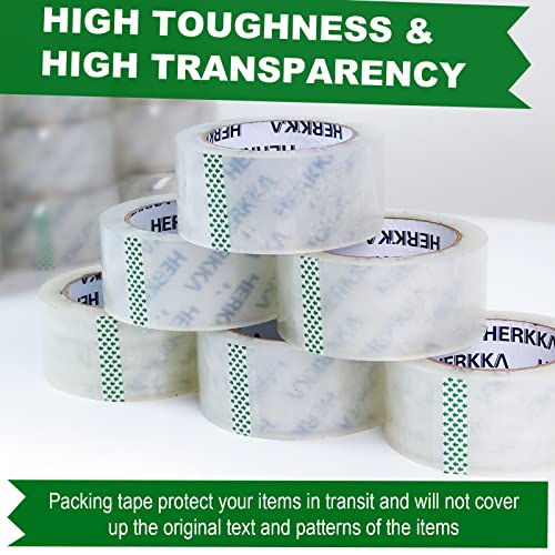 HERKKA 36-Pack Heavy Duty Clear Packing Tape, 2-Inch x 65 Yards - Strong Sealing & Shipping Tape
