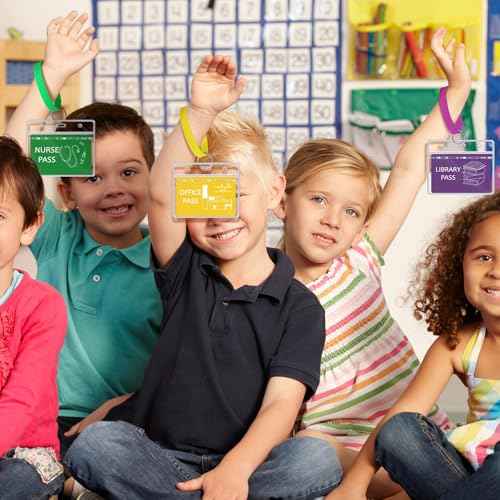 6 Sets Hall Pass for Classroom Bathroom Passes for School Unbreakable School Passes Set for Teachers, Hall, Bathroom, Office, Library and Classroom Supplies