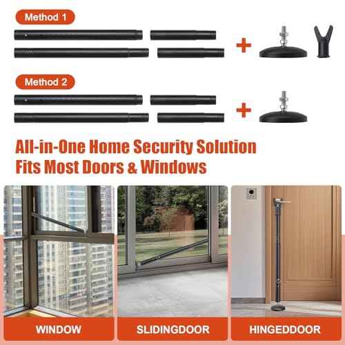 2 Pack Door Security Bar - Upgraded 360¡Æ Pivoting Anti-Slip Base,Heavy Duty Burglar Door Stopper Stick,28-52" Adjustable Barricade Safety Jammer Stoper for Front Door Patio Sliding Glass Window