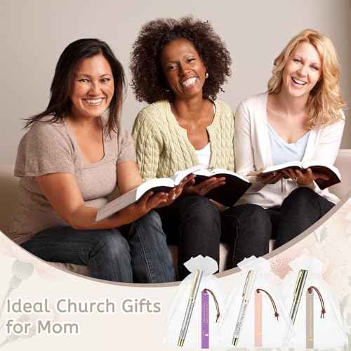 Spakon 50 Sets Christian Gifts for Women, Leather Christian Bookmarks Inspirational Religious Pens Motivational Scripture Bible Verse Bookmarks with Bag for Sunday School Church Teacher Employee Team