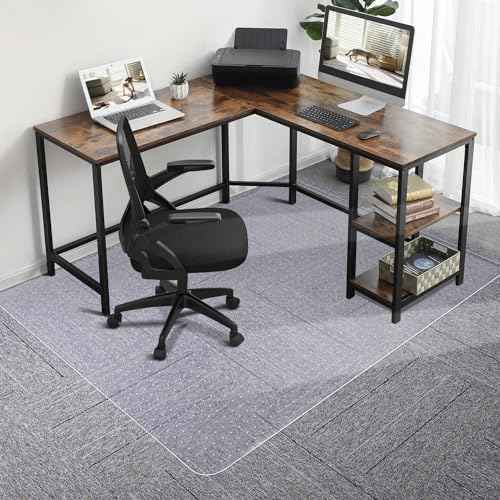 SALLOUS Chair Mat for Carpet, 36" x 48" Office Chair Mat for Carpeted Floors, Heavy Duty Vinyl Floor Mat with Grips, Floor Protector Computer Desk Mat for Home Office (Clear)