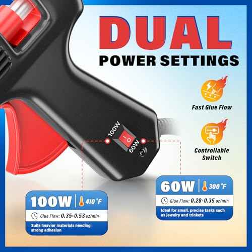 DIYSELF Hot Glue Gun, Full Size, 1 PCS Glue Gun with 20 Glue Sticks, Glue Gun and Sticks Set, Hot Glue Gun Kit for Crafts, Fabric, Woodworking, Craft Glue Guns, Heavy Duty Glue Gun, 60/100W(Black£©