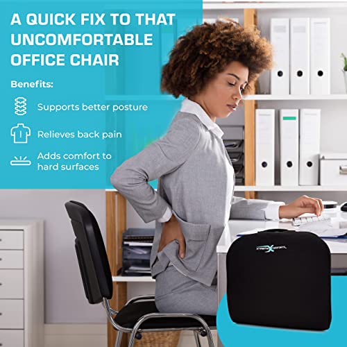 Xtreme Comforts Classic Black Memory Foam Seat Cushion for Office, Desk, Car & Wheelchair