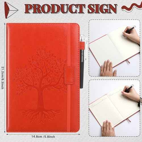 Estune 10 Pack Lined Journal Notebook A5 Tree of Life Hardcover Leather Journal with 10 Pen, College Ruled Notebook for Travel, Business, Work, Office, School Note Taking Diary(Vivid Color)