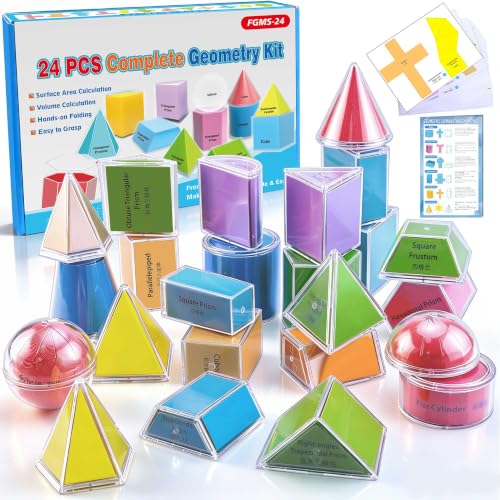 3D Geometric Solids Set with 2D Nets - Math Learning & Teaching Tools