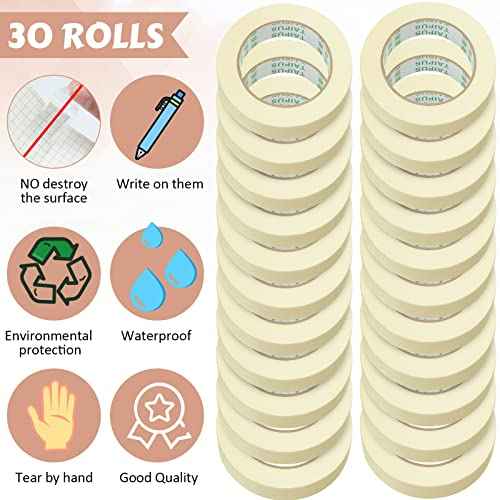 Masking Tape Bulk General Purpose Masking Painting Tape 55 Yards for Painting Home Office School Stationery Arts Crafts Basic Use, Easy Removal(30 Rolls,0.8 Inch)