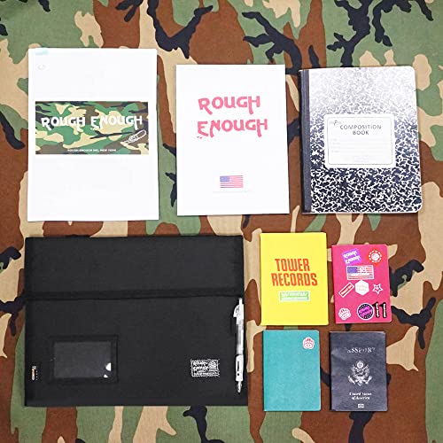 Rough Enough Black Accordion File Folder, Expanding Document Organizer